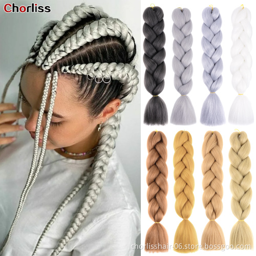 Wholesale 24'' Ombre Yaki Jumbo Braids Pre-stretched Crochet Synthetic Afro Braiding Hair Extensions Expression Braiding Hair